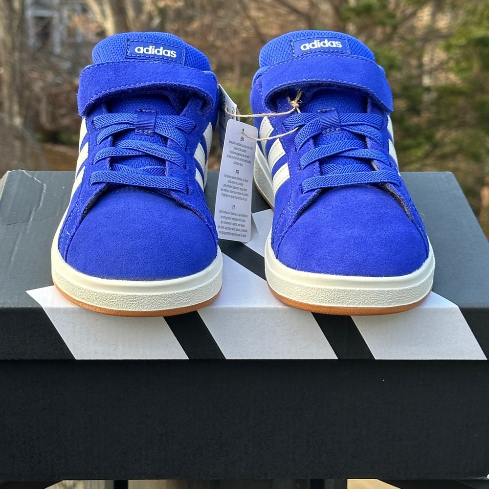Adidas Grand Court Little Kids Sneakers 11K 12K Blue White Gum Youth GS NEW - Picture 3 of 10